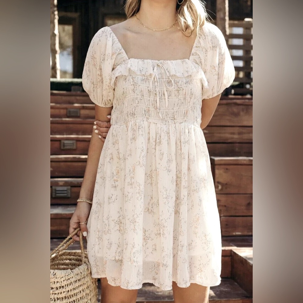 Carly Jean Los Angeles “Juliette” Mini Dress in Ivory